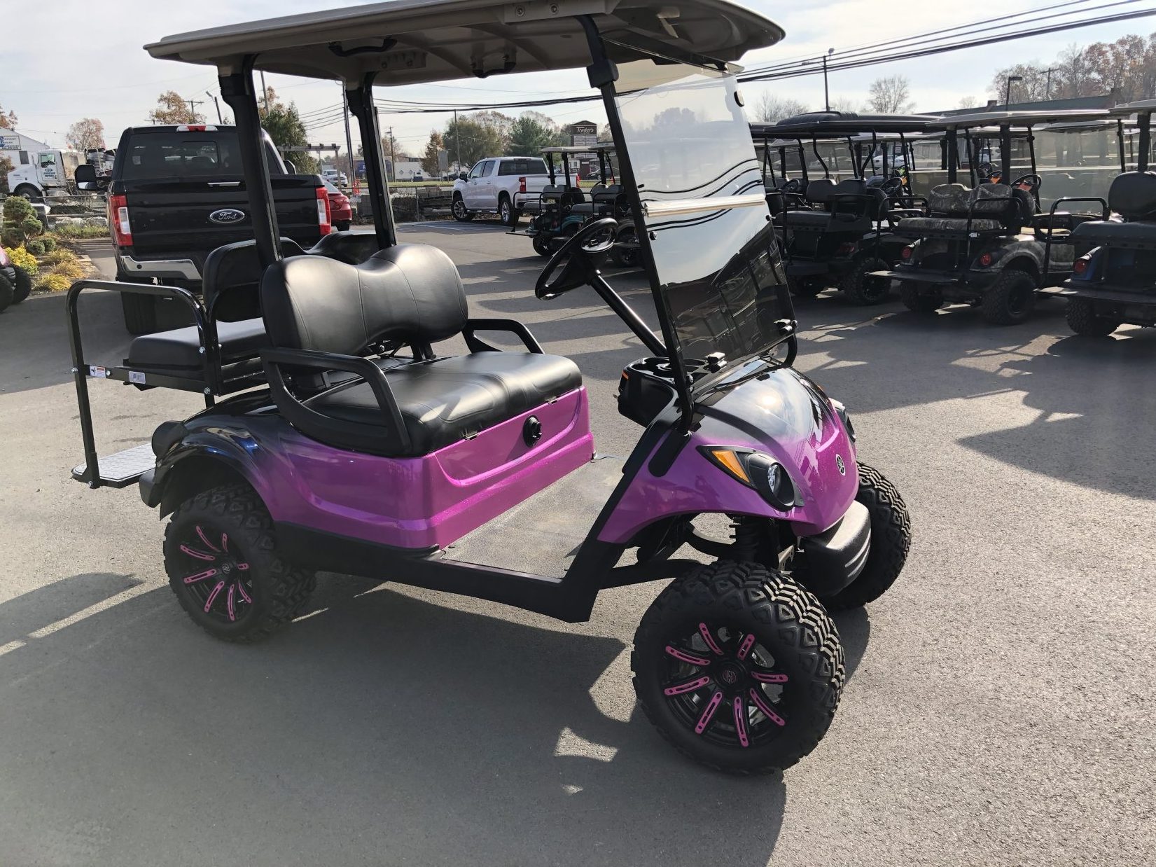 2015 Yamaha 48 volt DC electric golf cart 3" lift, Pink Flake Fade